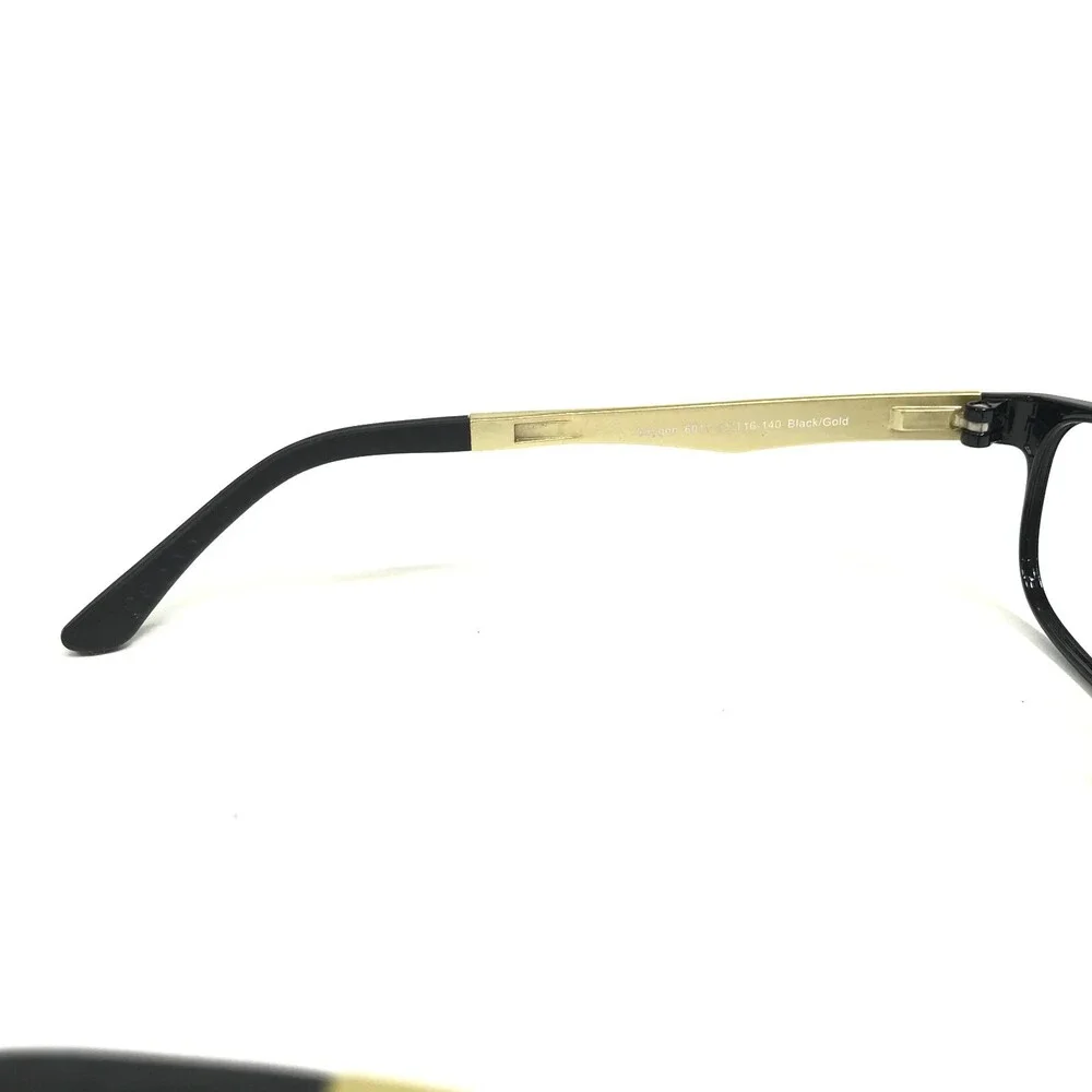 Oxygen Eyeglasses Frames 6011 Black/Gold Ultem Matte Rectangular 51-16-140